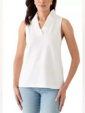 Crown & Ivy Curvy NWT Ruffled V-Neck Sleeveless Top Size: 3XL